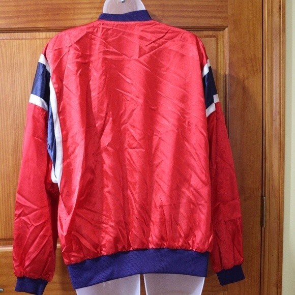 Lizsport Vintage Red & Blue Sateen Bomber Jacket Nylon Medium Sporty 80s/90s - Picture 6 of 15
